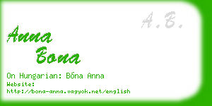 anna bona business card