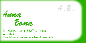 anna bona business card